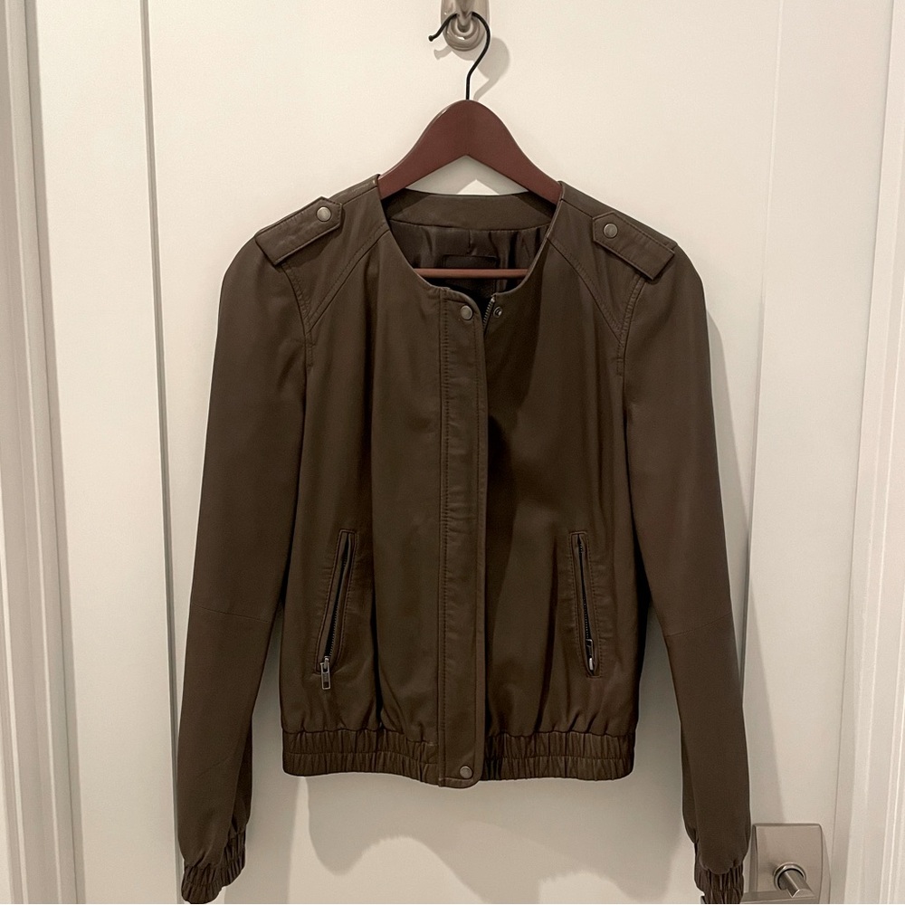 Joie Lamb Leather Bomber Jacket, Size S